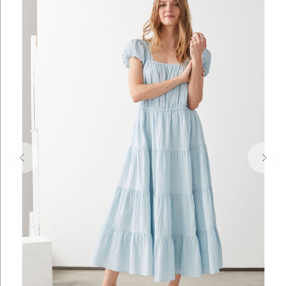 &other stories voluminous open back tier dress